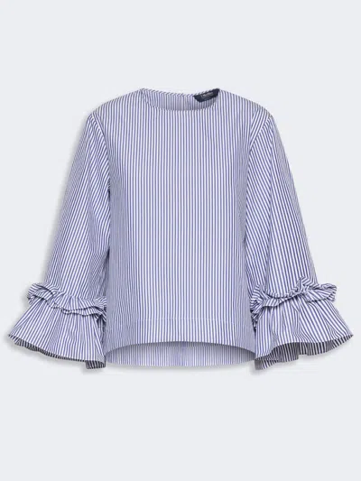 Max Mara Chemisier En Popeline Avec Ruches Et Volants In Blue