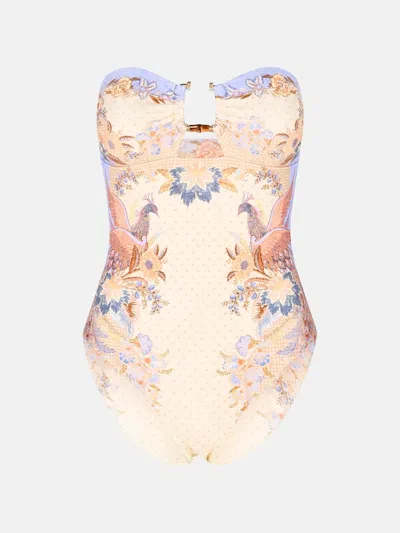 Zimmermann Indra Printed Swimsuit In Neutral