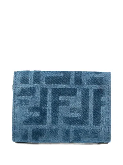 Fendi Monogram Jacquard Folded Wallet In Blue