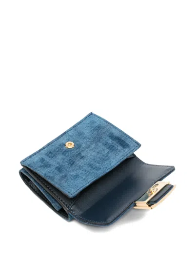 Fendi Monogram Jacquard Folded Wallet In Blue