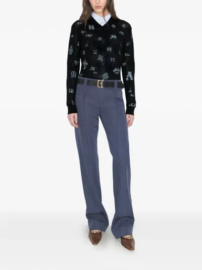 Tory Burch Wool Pant In Blue