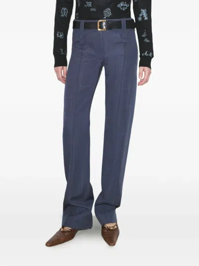 Tory Burch Wool Pant In Blue