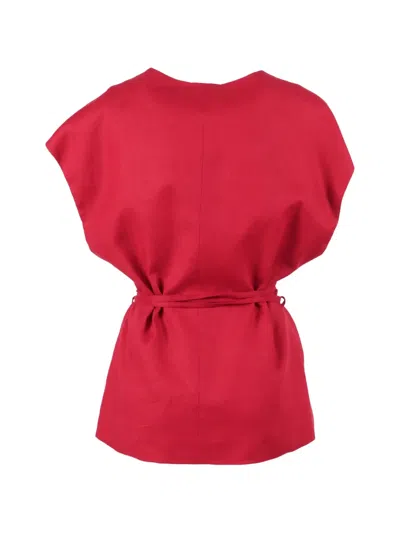 Clips Belted Wrap Jacket In Red