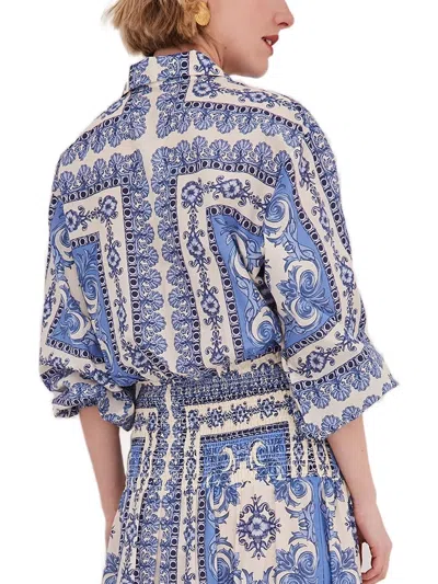 Cara Cara Rumson Tie-front Button-up Shirt In Blue