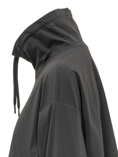 Herno Drawstring Zip Hooded Jacket In Black
