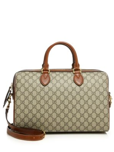 Shop Gucci Gg Supreme Medium Top-handle Bag In Beige-brown