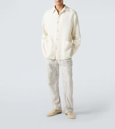 Zegna Button-up Wool Overshirt In Neutral