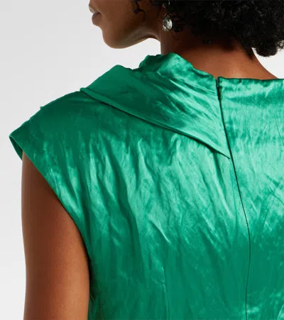 Erdem Womens Sea Green Draped Embellished Satin Maxi Gown