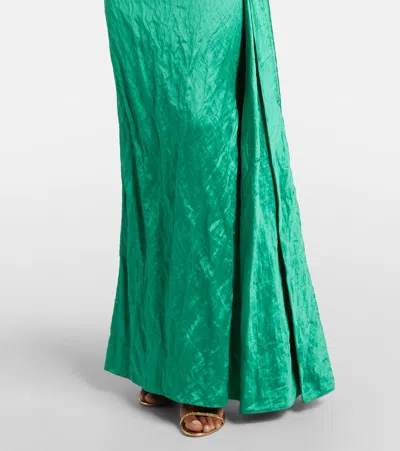Erdem Womens Sea Green Draped Embellished Satin Maxi Gown