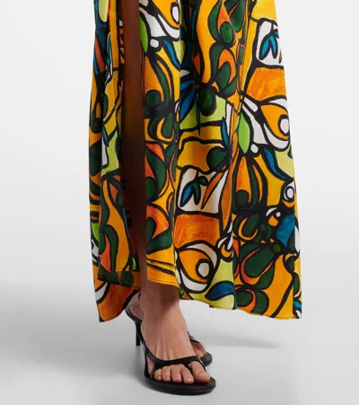 Christopher Esber Printed Draped Silk Maxi Skirt In Multi