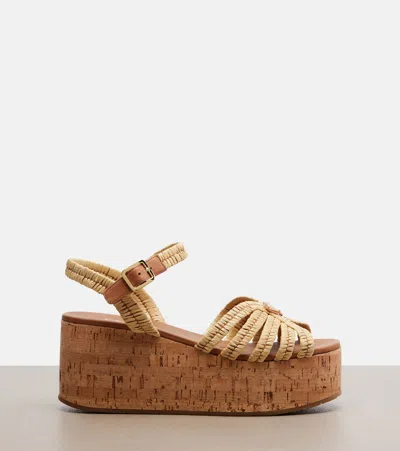 Prada Crochet Wedge Sandals In Multi