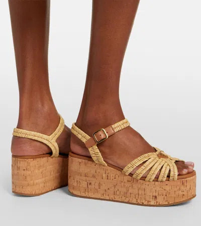 Prada Crochet Wedge Sandals In Multi