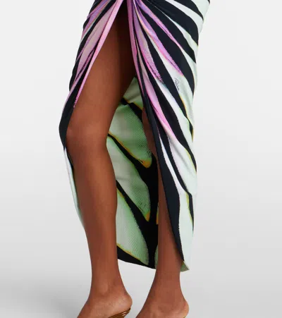 Roberto Cavalli Ray Of Sea Butterfly-print Knot-detail Sarong In Black