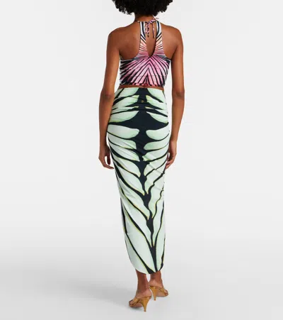 Roberto Cavalli Ray Of Sea Butterfly-print Knot-detail Sarong In Black