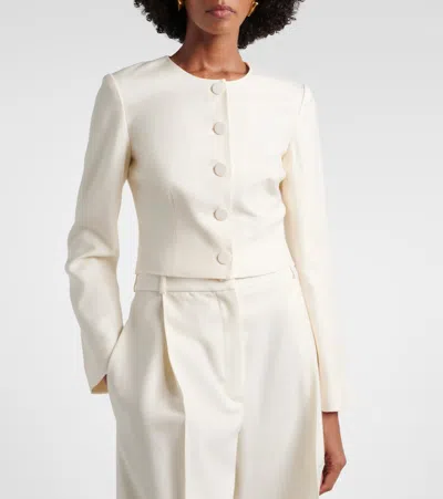 Posse Elspeth Button-up Wool Cropped Jacket In White