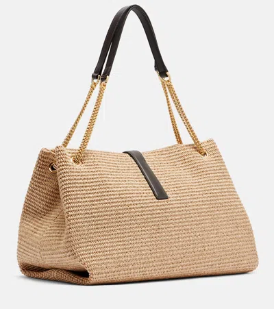 Ferragamo Medium Raffia Shoulder Bag In Nude