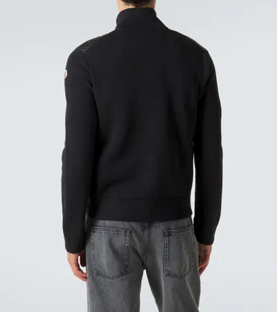 Moncler Mens Black Hybrid Padded Knitted Cardigan In Black