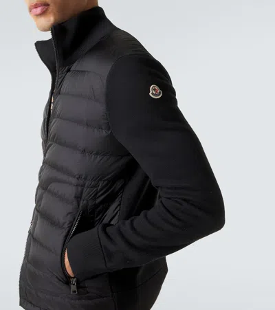 Moncler Mens Black Hybrid Padded Knitted Cardigan In Black