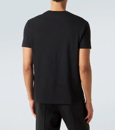 Valentino Logo-embroidered Cotton-jersey T-shirt In Black