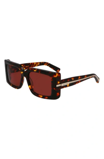 Ferragamo Prisma 55mm Modified Rectangular Sunglasses In Brown