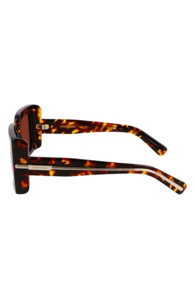 Ferragamo Prisma 55mm Modified Rectangular Sunglasses In Brown