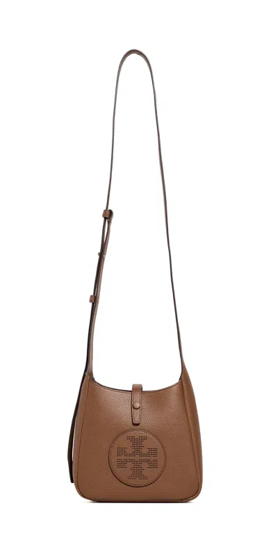 Tory Burch Perforated-logo Leather Cross Body Bag In Brown