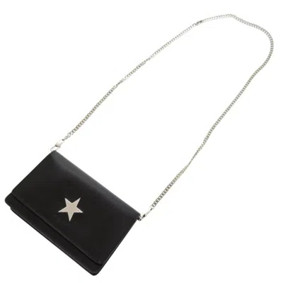 Pre-owned Givenchy Black Leather Chain/shoulder Wallet ()