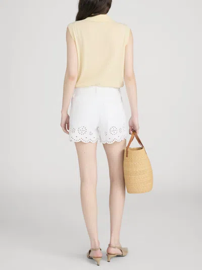 Frame Womens White The Eyelet Embroidered-hem Denim Shorts