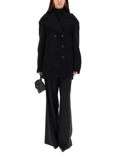 Sportmax Double-breasted Coat In Black