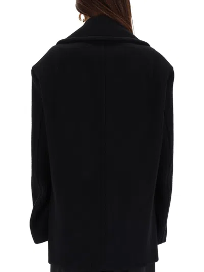 Sportmax Double-breasted Coat In Black