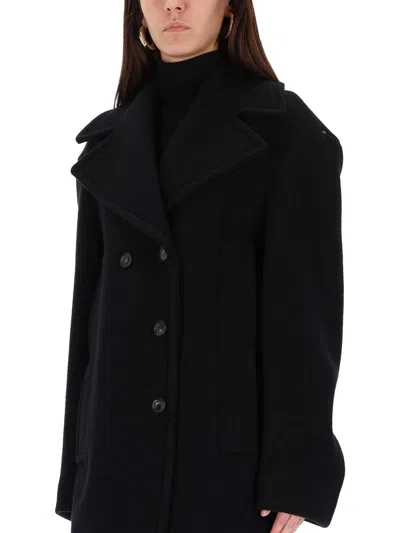 Sportmax Double-breasted Coat In Black