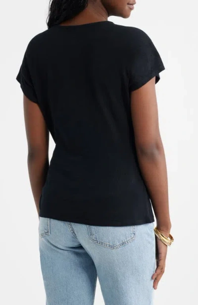 Caslonr Caslon(r) Drop Shoulder Tie Front Top In Black