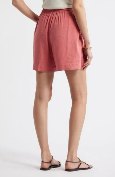 Nordstrom Pull-on Linen Blend Shorts In Pink