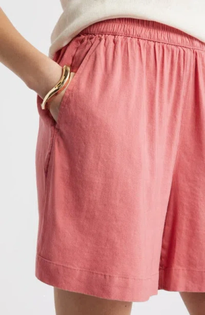 Nordstrom Pull-on Linen Blend Shorts In Pink