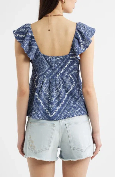 Bp. Flutter Sleeve Top In Blue