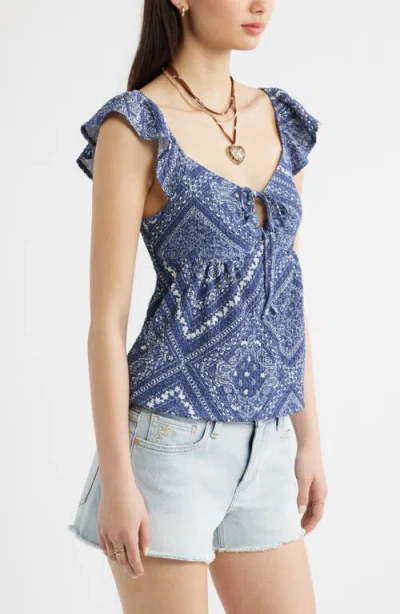 Bp. Flutter Sleeve Top In Blue