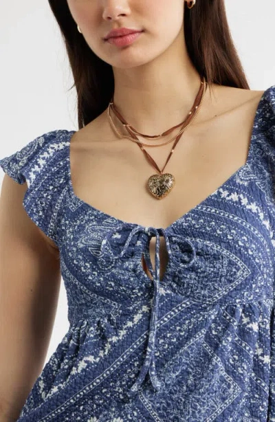 Bp. Flutter Sleeve Top In Blue