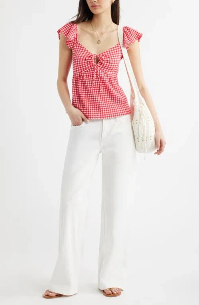 Bp. Flutter Sleeve Top In Red