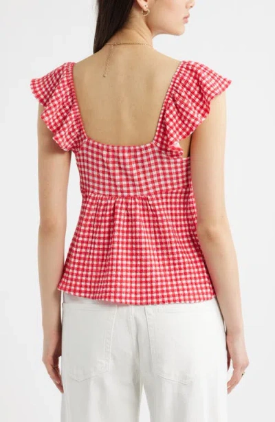 Bp. Flutter Sleeve Top In Red