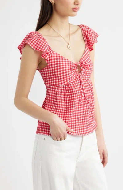 Bp. Flutter Sleeve Top In Red