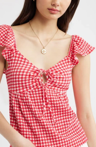 Bp. Flutter Sleeve Top In Red