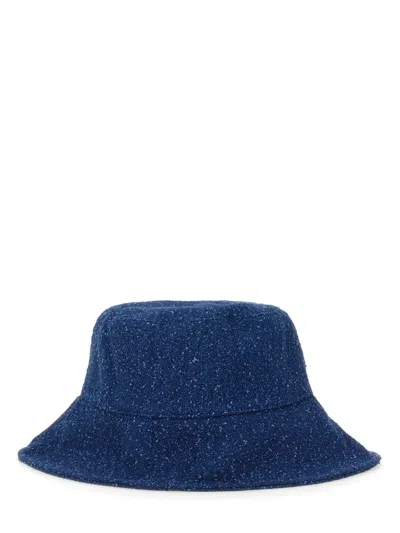 Msgm Textured Fabric Logo Brim Hat