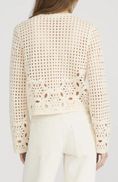 Frame Womens Cream Postcard Cut-out Weave Cotton Cardigan Xs In Brown