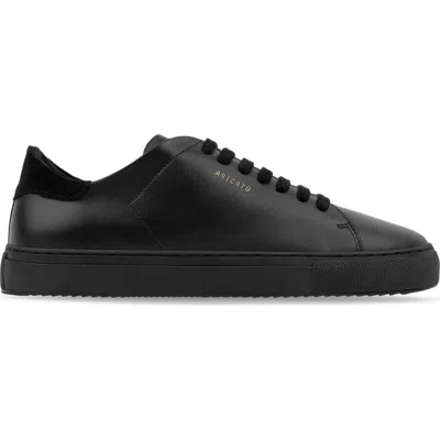 Axel Arigato Clean 90 Black Low Top Sneakers With Laminated Logo In Leather Man