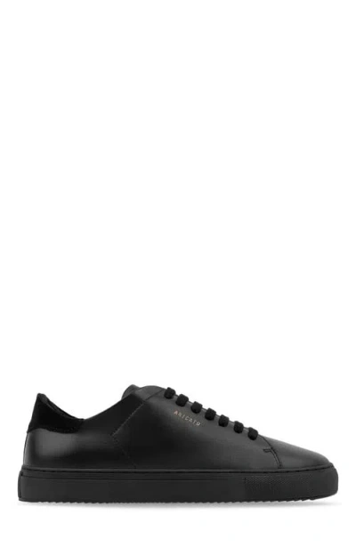 Axel Arigato Clean 90 Black Low Top Sneakers With Laminated Logo In Leather Man