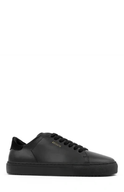 Axel Arigato Clean 90 Black Low Top Sneakers With Laminated Logo In Leather Man