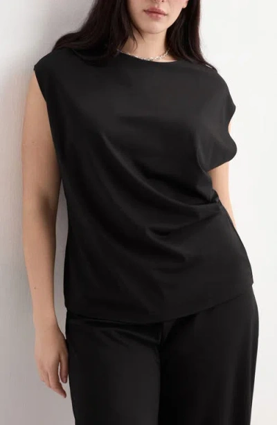 Mango Pleated Top In Black