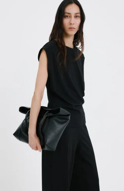 Mango Pleated Top In Black