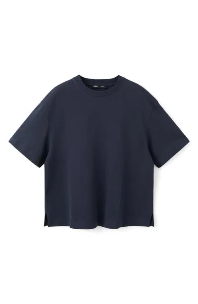 Mango Oversize Cotton T-shirt In Blue