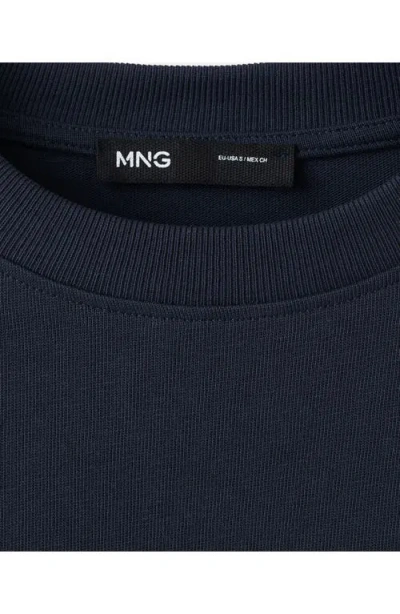 Mango Oversize Cotton T-shirt In Blue